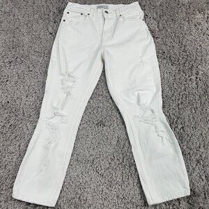 Abercrombie & Fitch High Rise Mom Jean Size 2 S (Actual 26x25) White Distressed